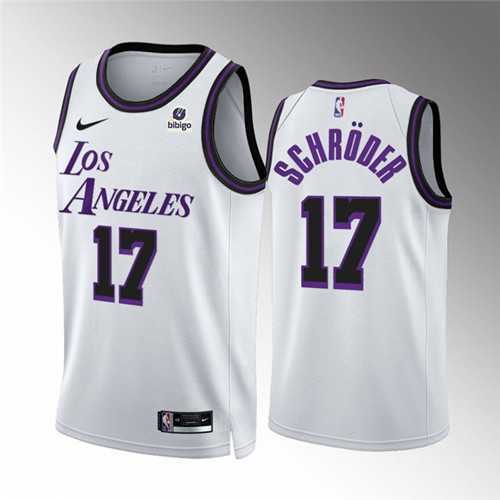 Mens Los Angeles Lakers #17 Dennis Schroder White City Edition Stitched Basketball Jersey Dzhi->los angeles lakers->NBA Jersey